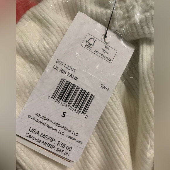 NEW VOLCOM LIVED IN LOUNGE CROPPED RIB TANK - STAR WHITE Size:S - Picture 8 of 9